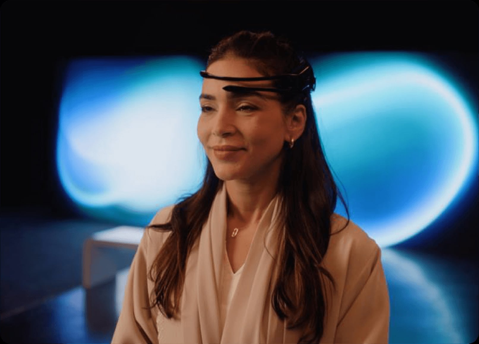Woman wearing a headset